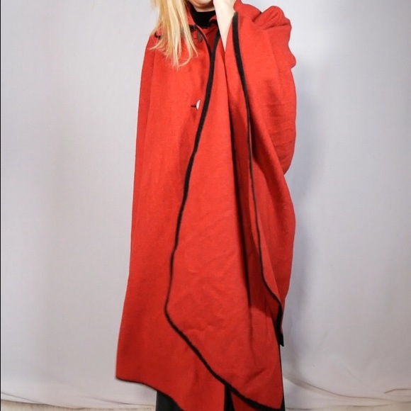 Original Lanz Salzburg Burnt Orange Wool Cape Circa 1960s - Picture 5 of 8